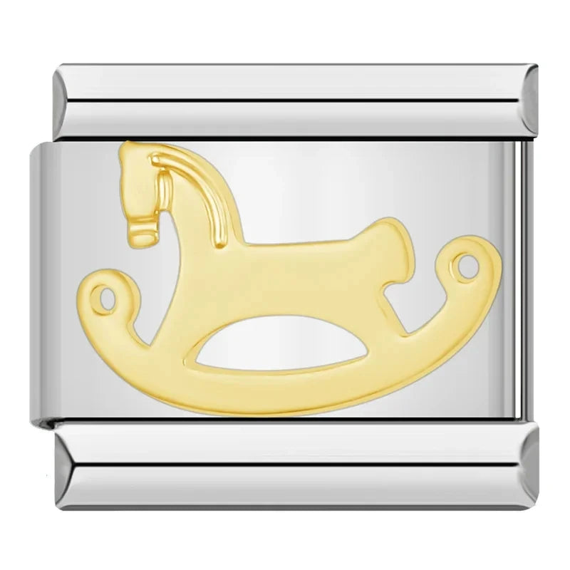 Charm Cavalinho Balanço Gold - Blisca®