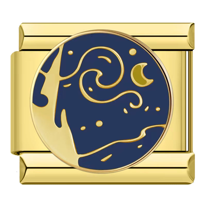Charm Circle A Noite Estrelada Van Gogh Gold - Blisca®
