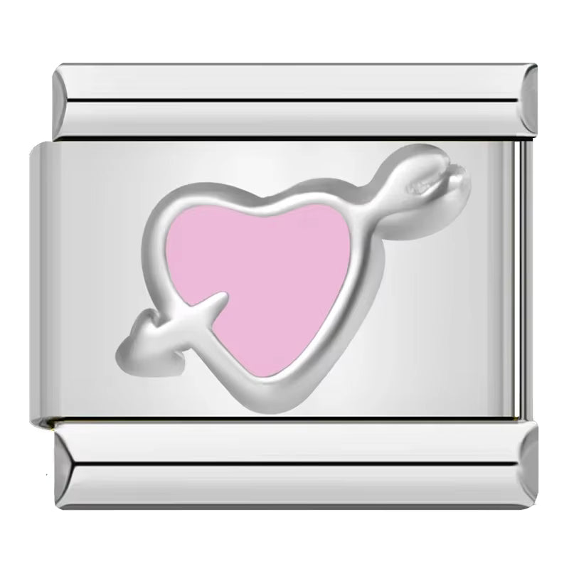 Charm Coração Rosa com Flecha - Blisca®