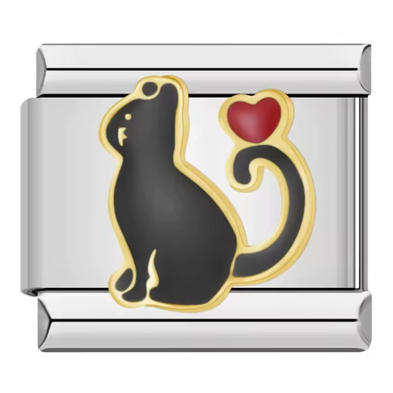 Charm Gatinho Preto e Coração - Blisca®