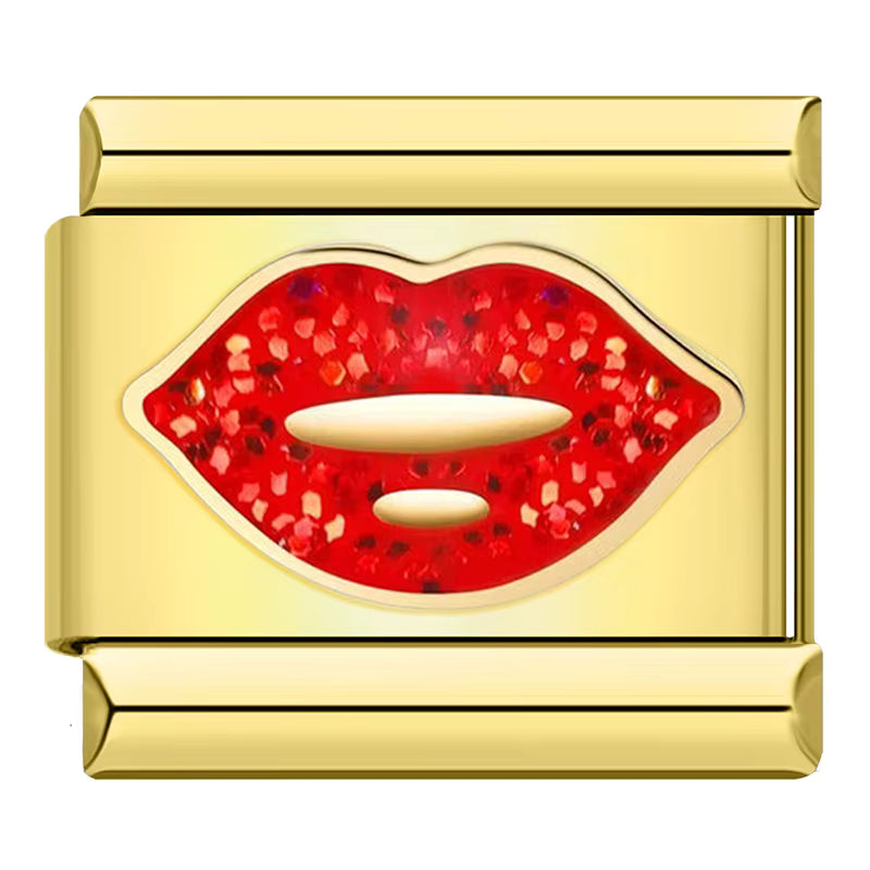 Charm Linda Boca com Glitter Gold - Blisca®