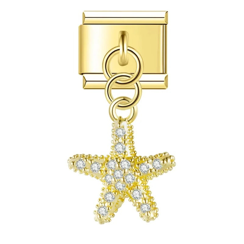 Charm Pendant Linda Estrela do Mar Cravejada Gold - Blisca®