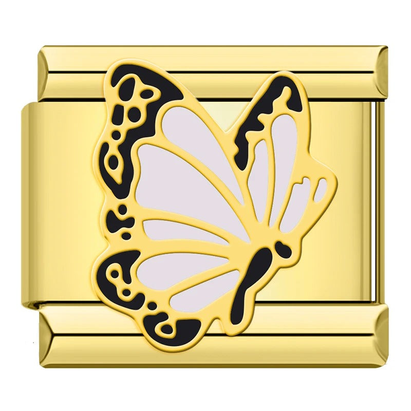 Charm Magnífica Borboleta Branca Gold - Blisca®
