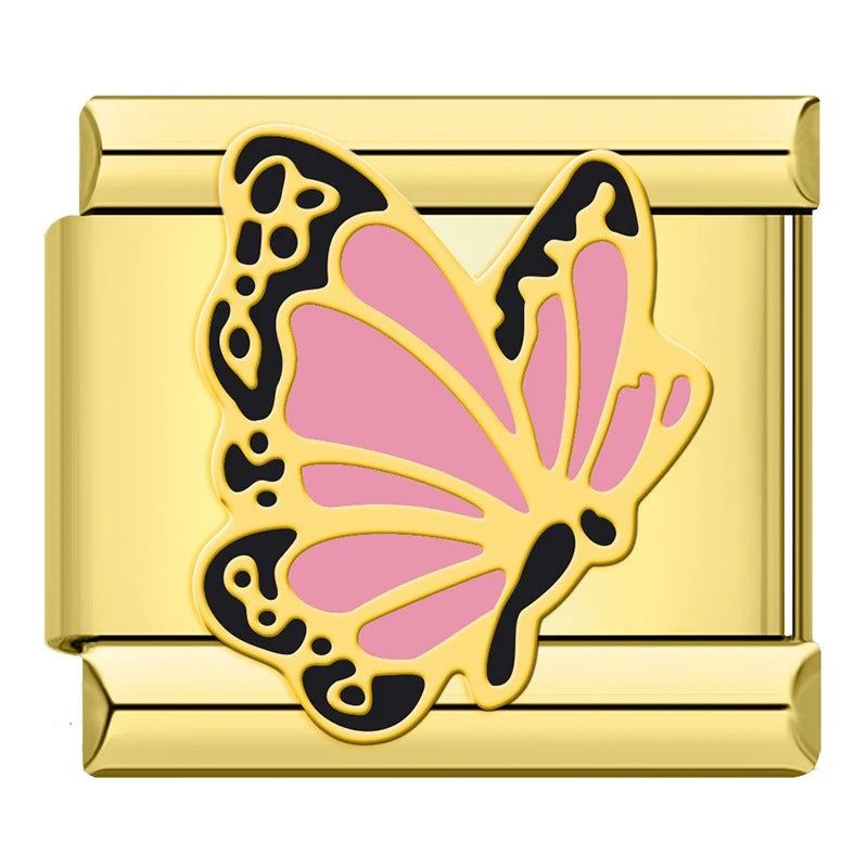 Charm Magnífica Borboleta Rosa Gold - Blisca®