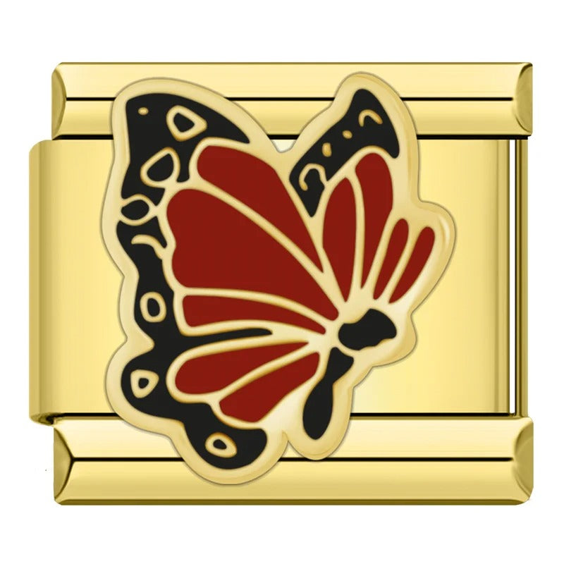Charm Magnífica Borboleta Vermelha Gold - Blisca®