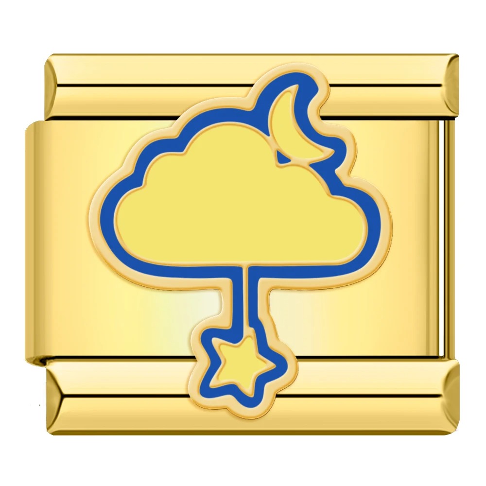Charm Nuvem, Lua e Estrela Gold - Blisca®