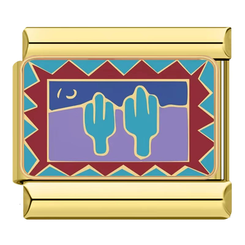 Charm Paisagem e Cactos Gold - Blisca®