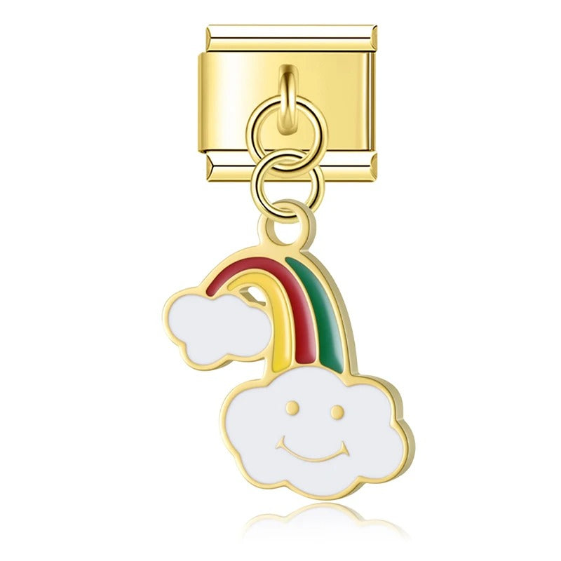 Charm Pendant Arco Íris e Nuvem Gold - Blisca®
