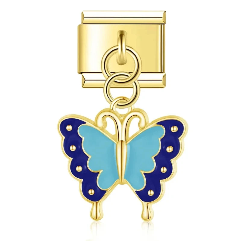 Charm Pendant Borboleta Azul Gold - Blisca®