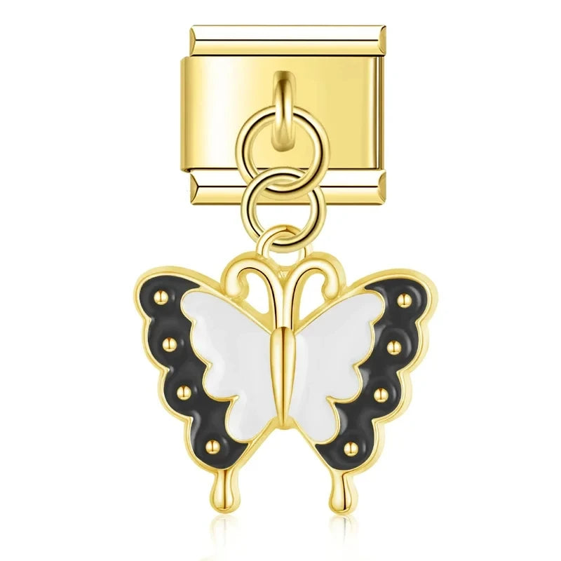 Charm Pendant Borboleta Branca Gold - Blisca®