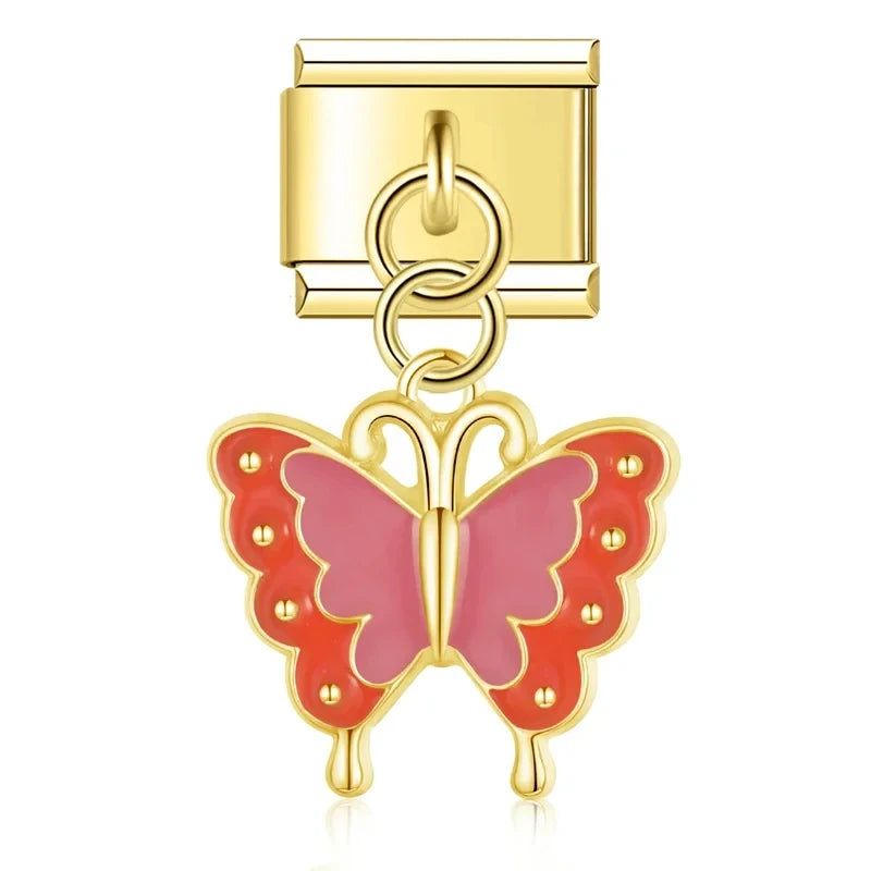 Charm Pendant Borboleta Vermelha Gold - Blisca®