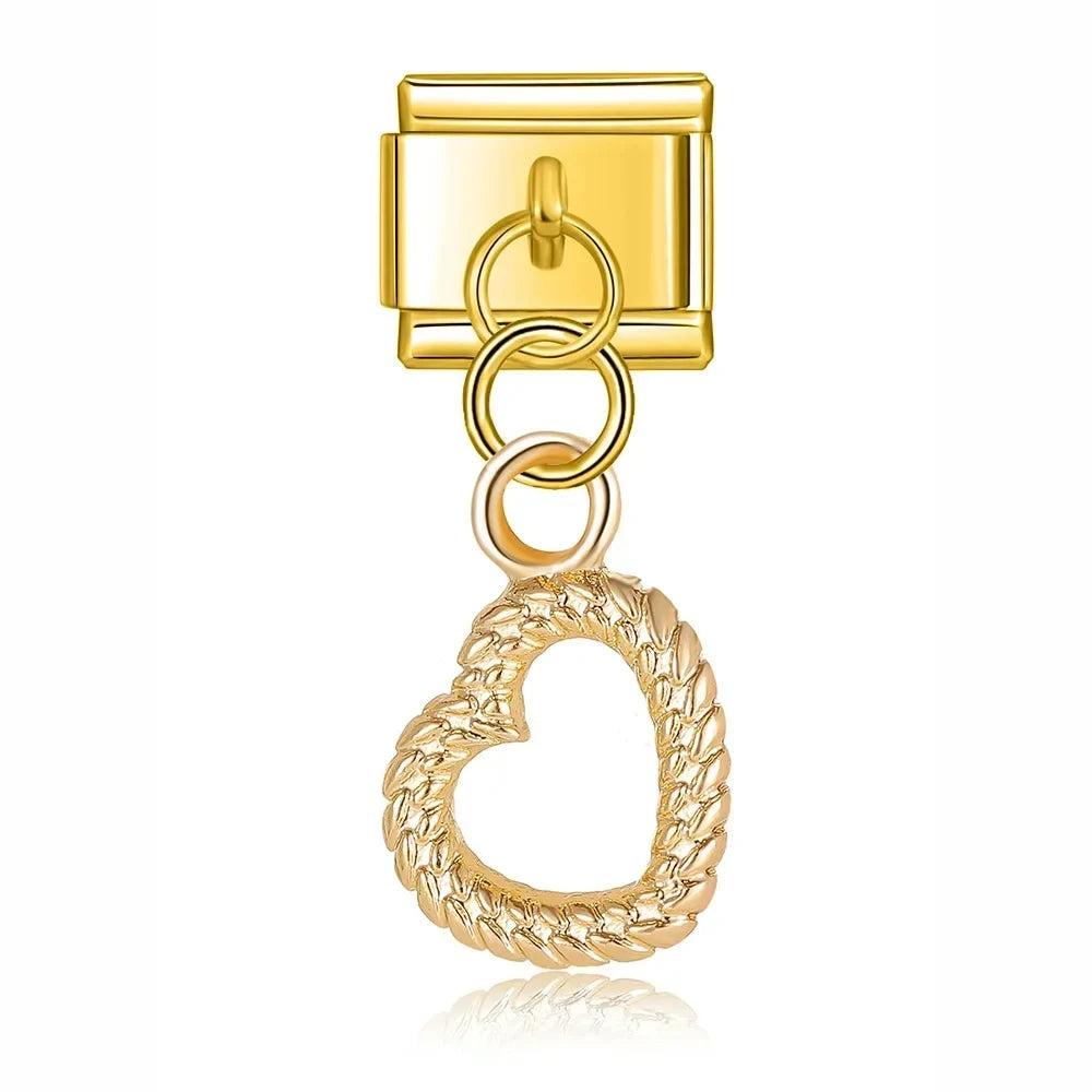 Charm Pendant Coração Vazado Gold - Blisca®