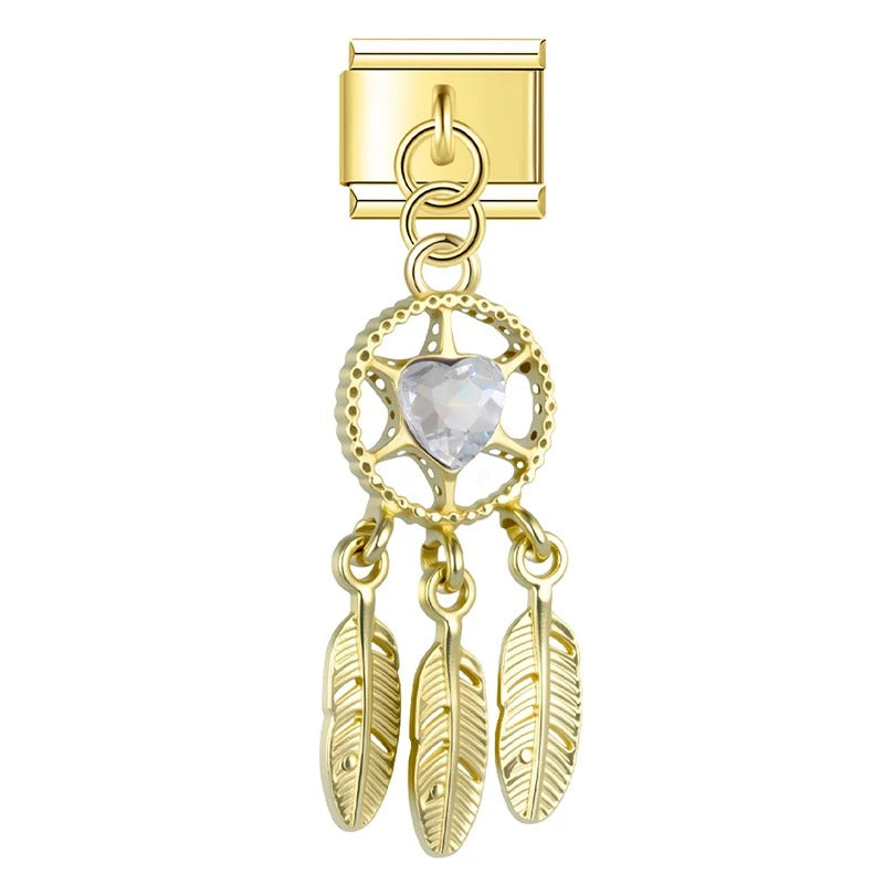 Charm Pendant Filtro dos Sonhos Pedra Branca Gold - Blisca®