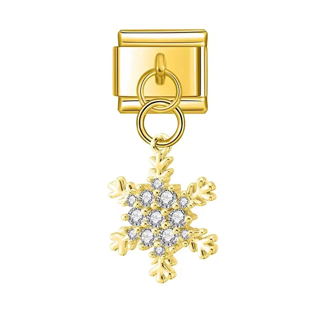 Charm Pendant Floco de Neve Cravejado Gold - Blisca®