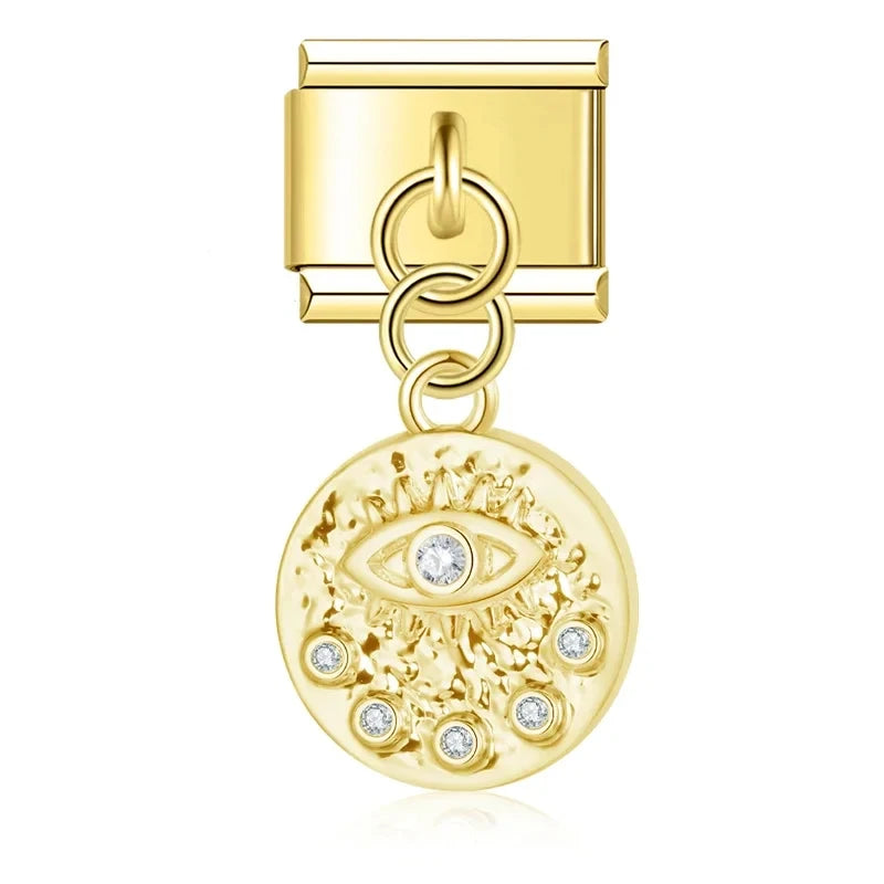 Charm Pendant Medalhão Olho Grego Gold - Blisca®