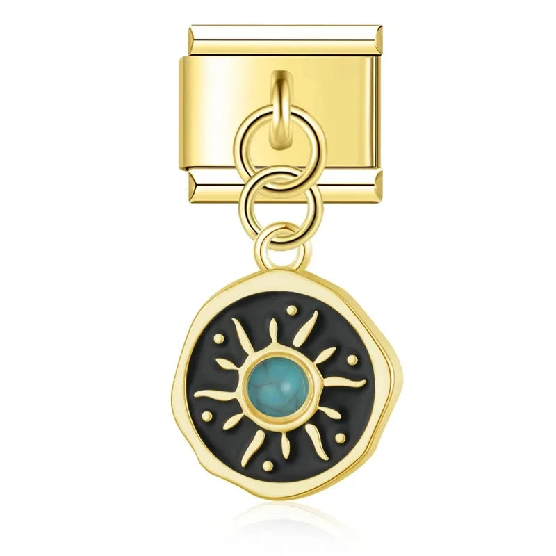 Charm Pendant Medalhão Sol Gold - Blisca®