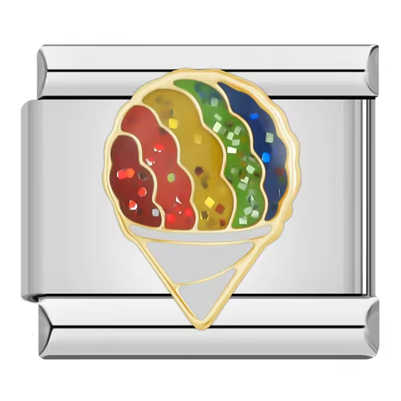 Charm Sorvete Colorido com Glitter - Blisca®