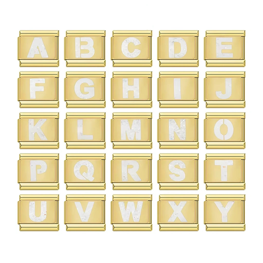 Charm Iniciais Dourado com Glitter - Blisca®
