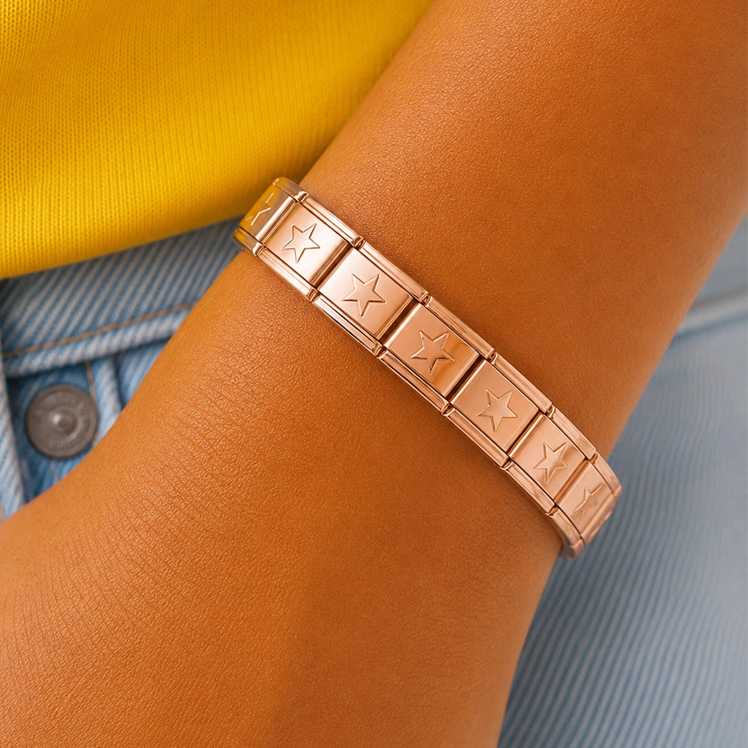 Pulseira Italiana de Charm Estrelada Rose