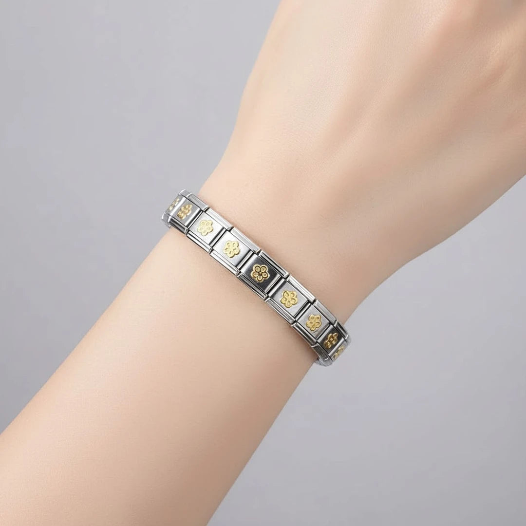 Pulseira Italiana de Charm Linda Flor Gold