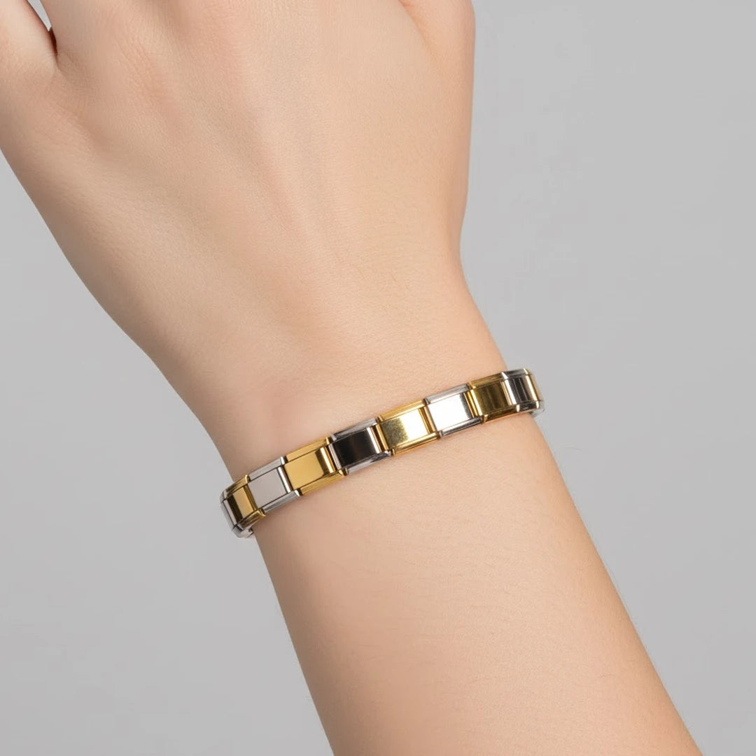 Pulseira Italiana de Charm Mescla Silver Gold