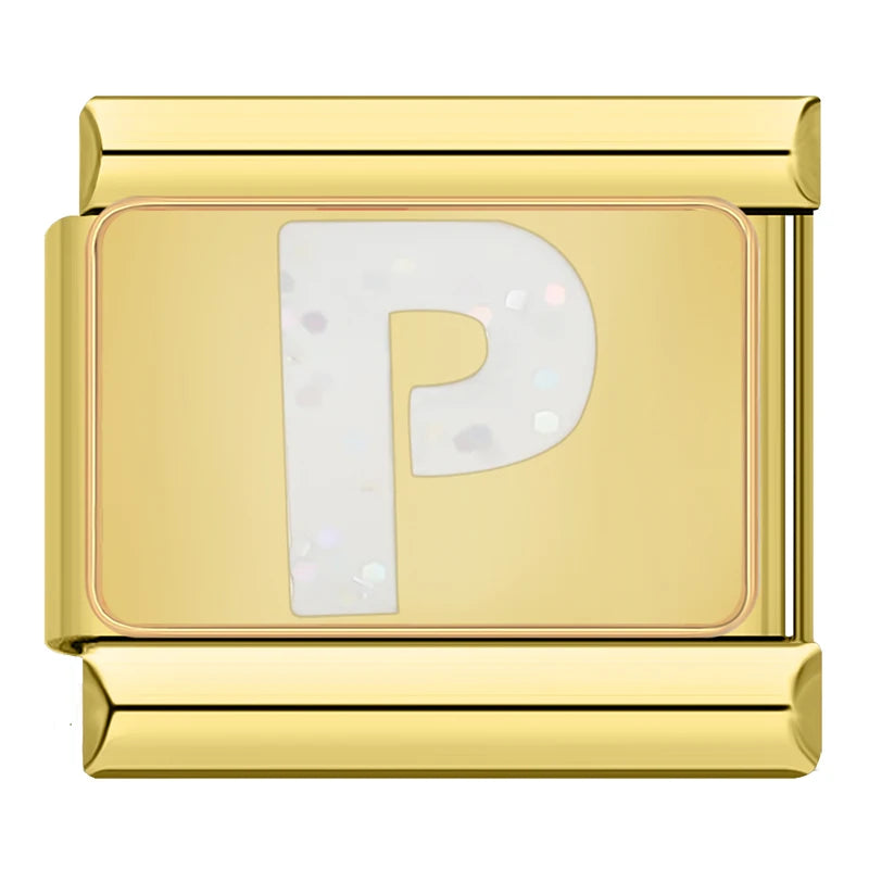 Charm Iniciais Dourado com Glitter - Blisca®