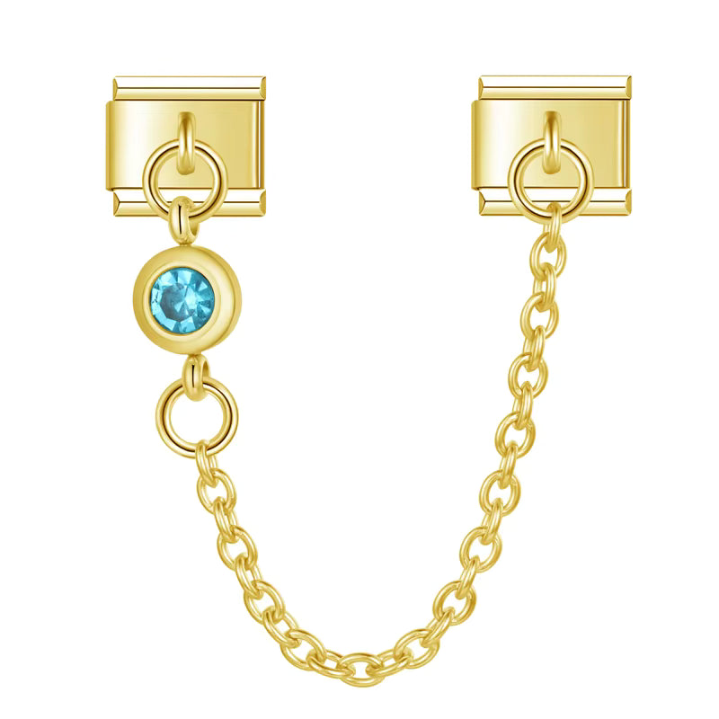 Charm Corrente Ponto de Luz Azul Gold - Blisca®