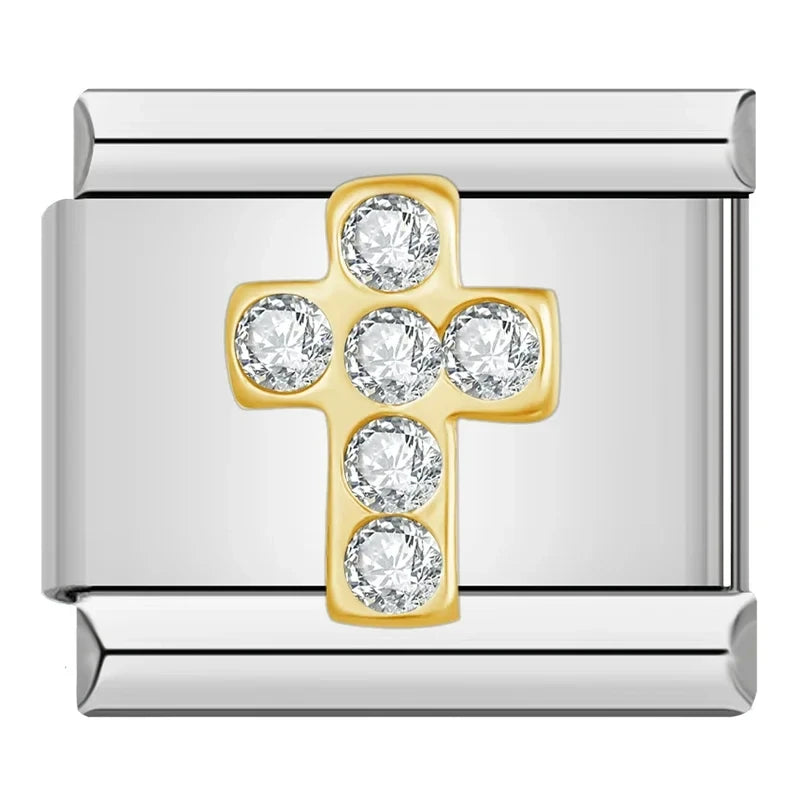 Charm Cruz Cravejada Gold - Blisca®