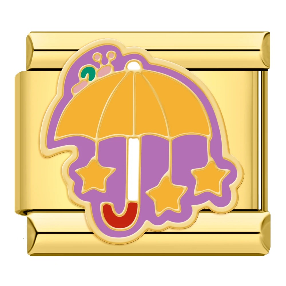 Charm Guarda Chuva e Estrelas Gold - Blisca®