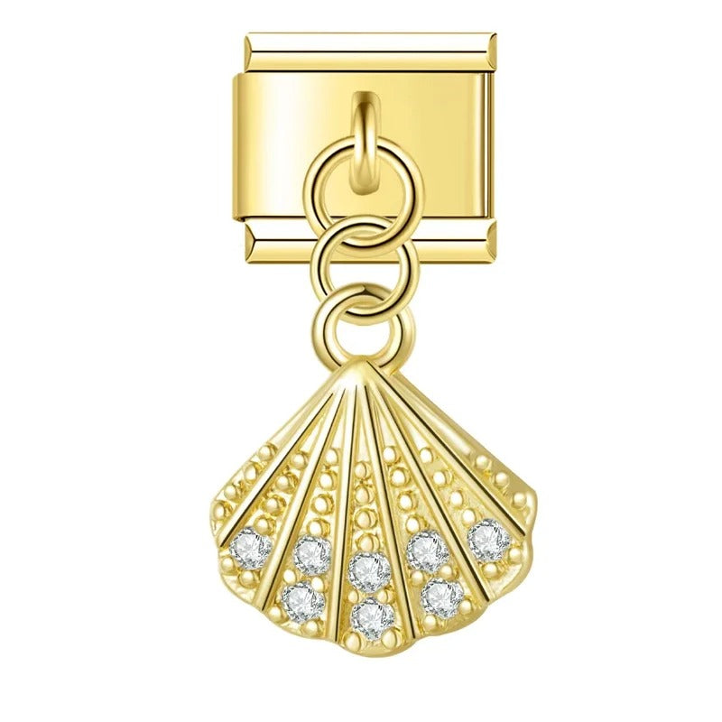 Charm Linda Concha Cravejada Gold - Blisca®