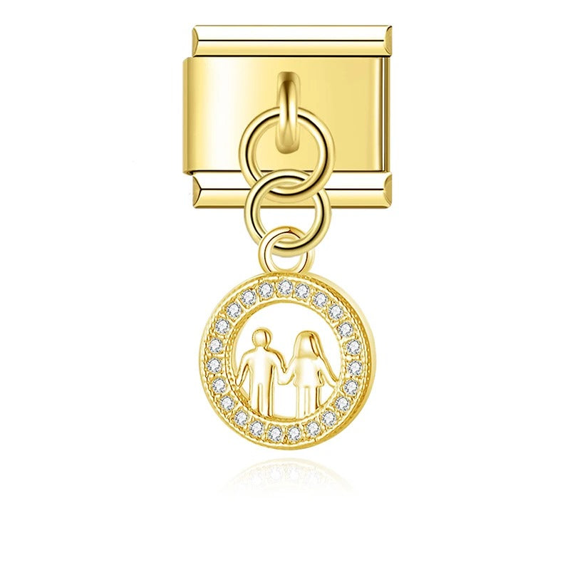 Charm Lindo Casal e Círculo Cravejado - Blisca®