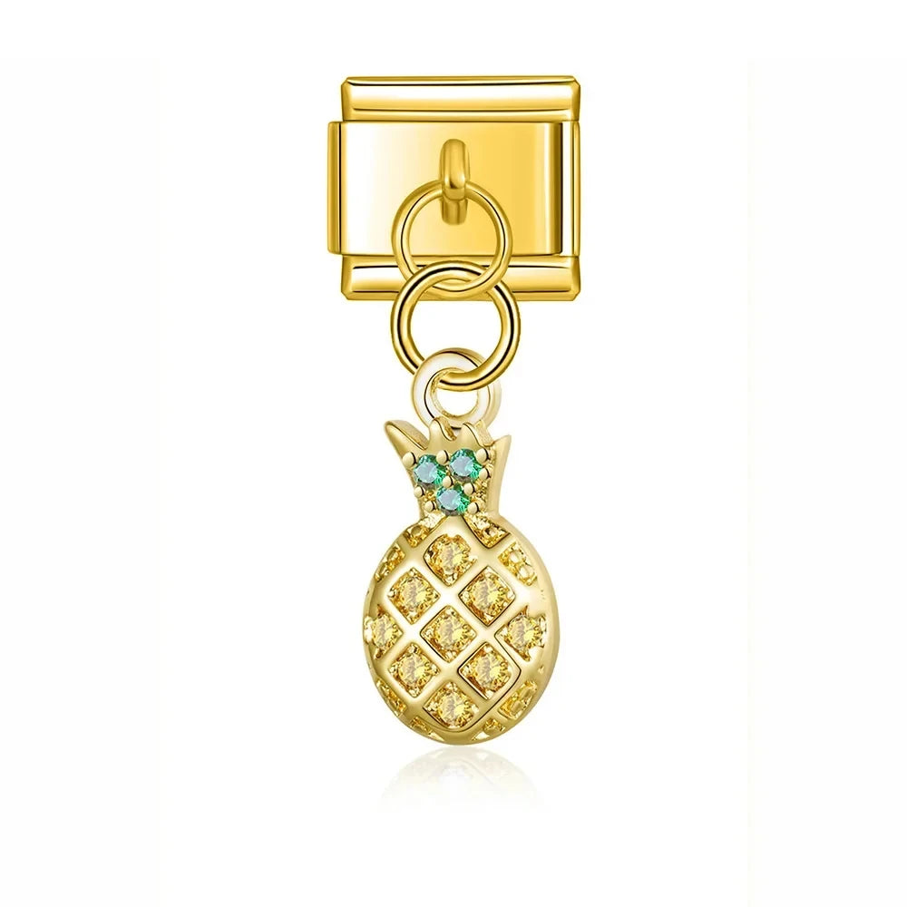 Charm Pendant Abacaxi Cravejado Gold - Blisca®