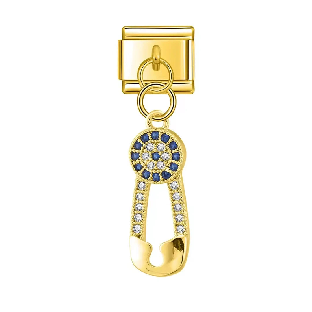 Charm Pendant Alfinete Cravejado Gold - Blisca®
