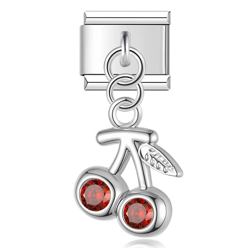 Charm Pendant Cereja com Brilhantes - Blisca®