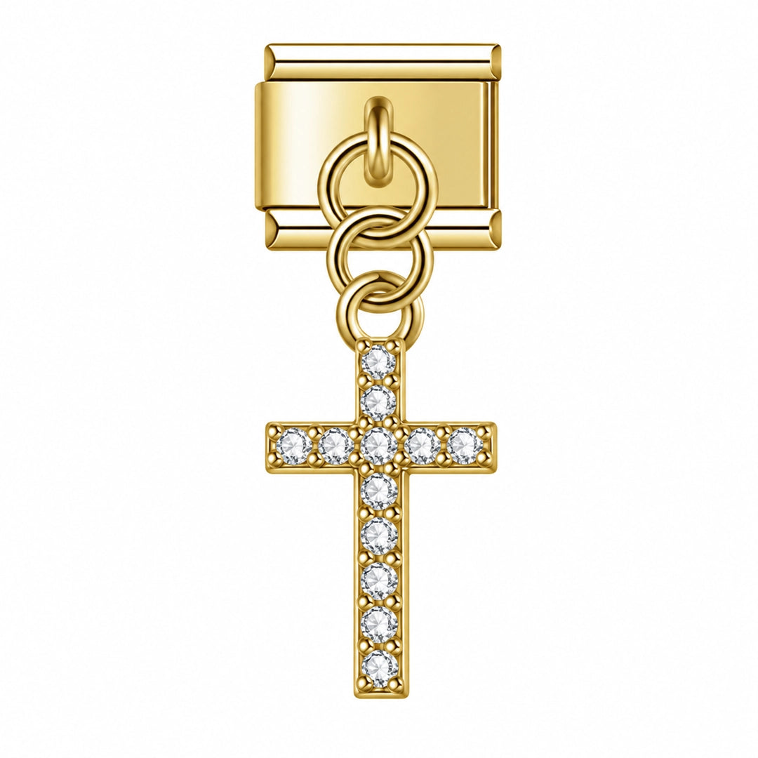 Charm Pendant Crucifixo Cravejado Gold - Blisca®