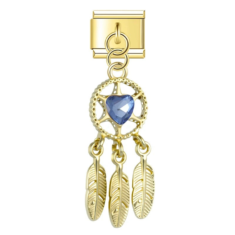 Charm Pendant Filtro dos Sonhos Pedra Azul Gold - Blisca®