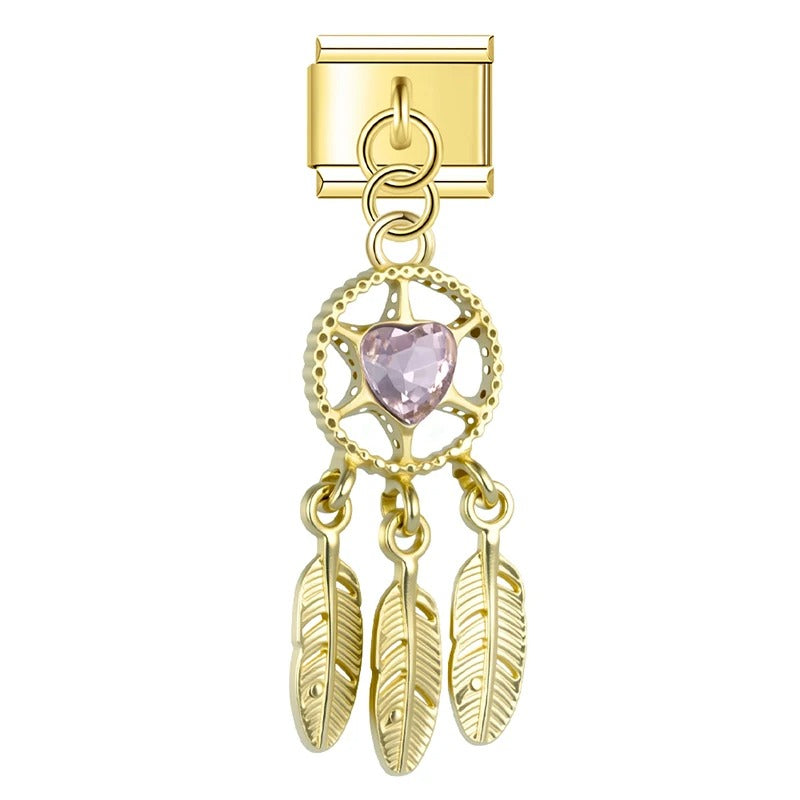 Charm Pendant Filtro dos Sonhos Pedra Lilás Gold - Blisca®