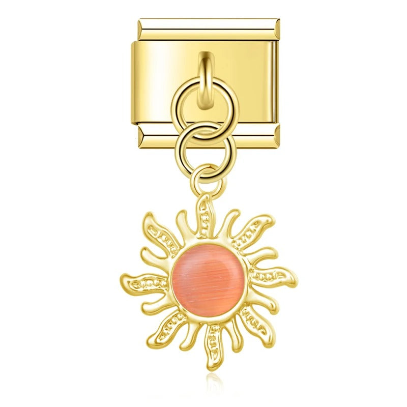 Charm Pendant Raio de Sol Laranja Gold - Blisca®