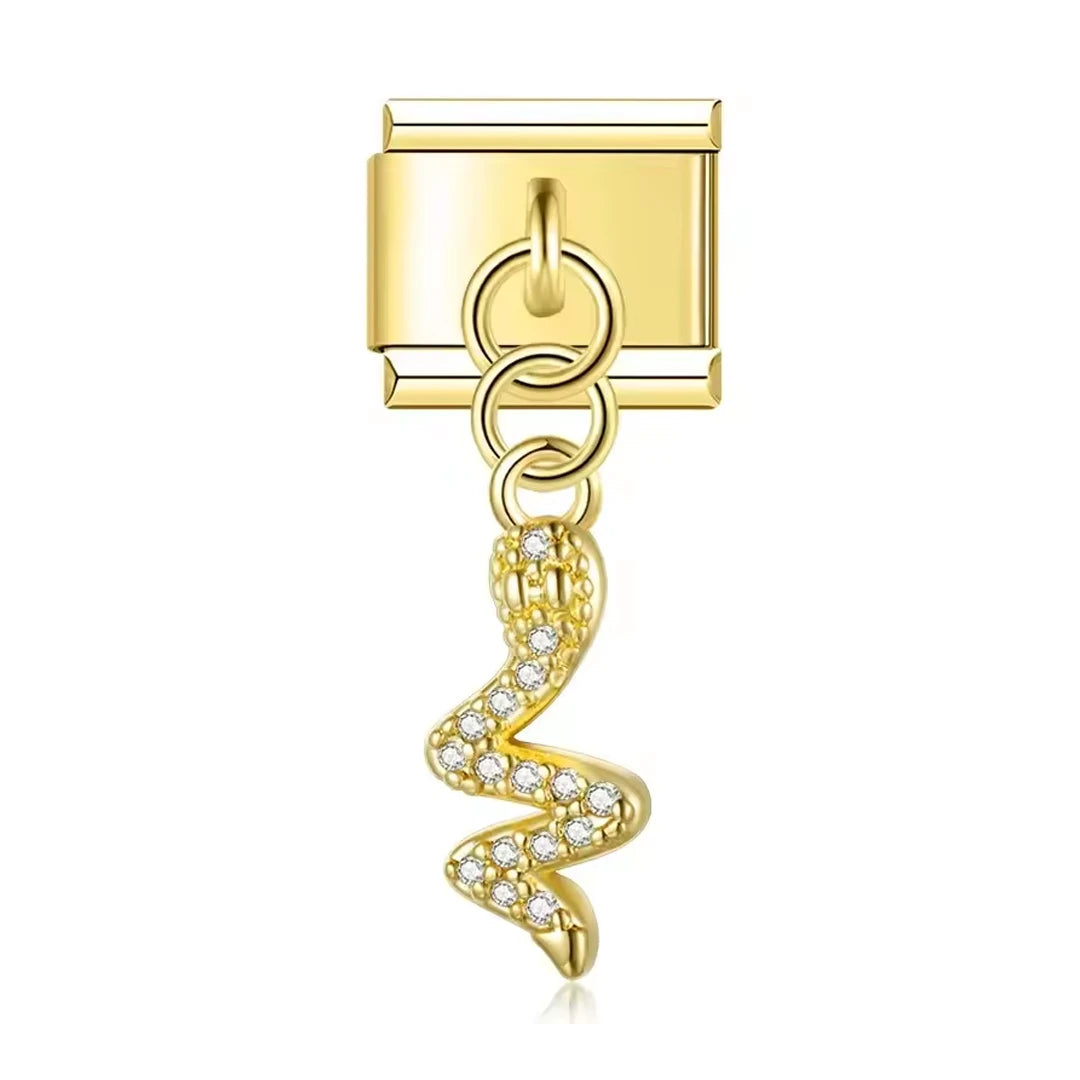 Charm Pendant Serpente Cravejada Gold - Blisca®