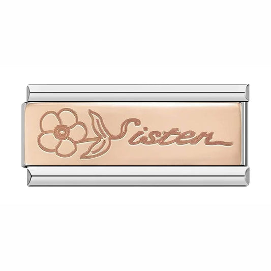 Charm Plaquinha Rose Flower Sister - Blisca®