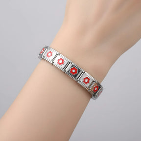 Pulseira Italiana Flowers Red