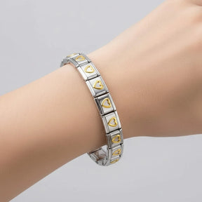 Pulseira Italiana de Charm Coração Gold
