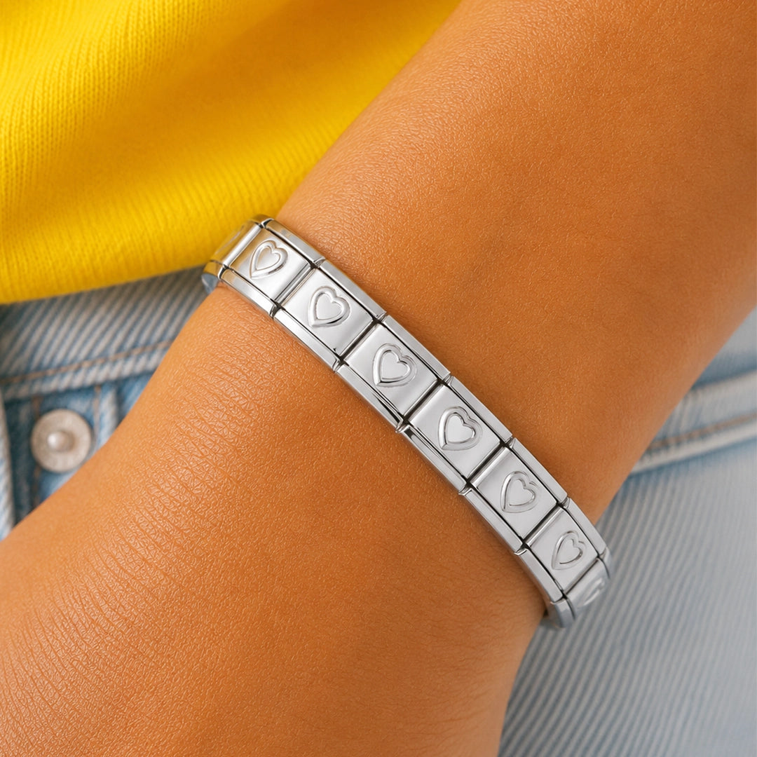 Pulseira Italiana de Charm Coração Vazado