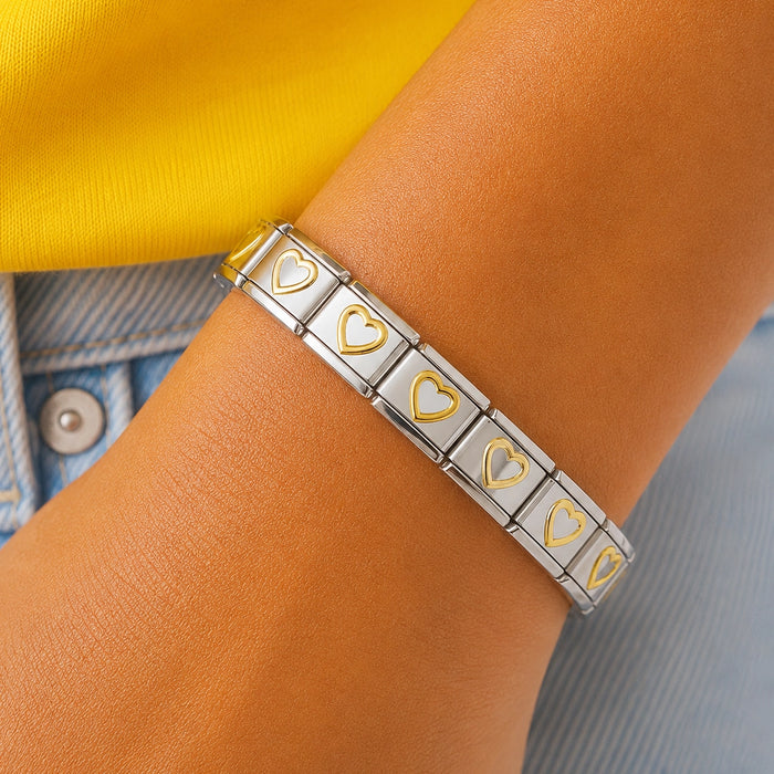 Pulseira Italiana de Charm Coração Vazado Gold