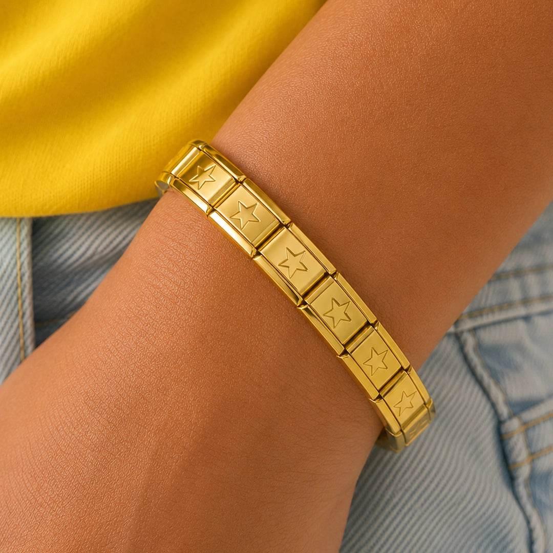 Pulseira Italiana de Charm Estrelada Gold