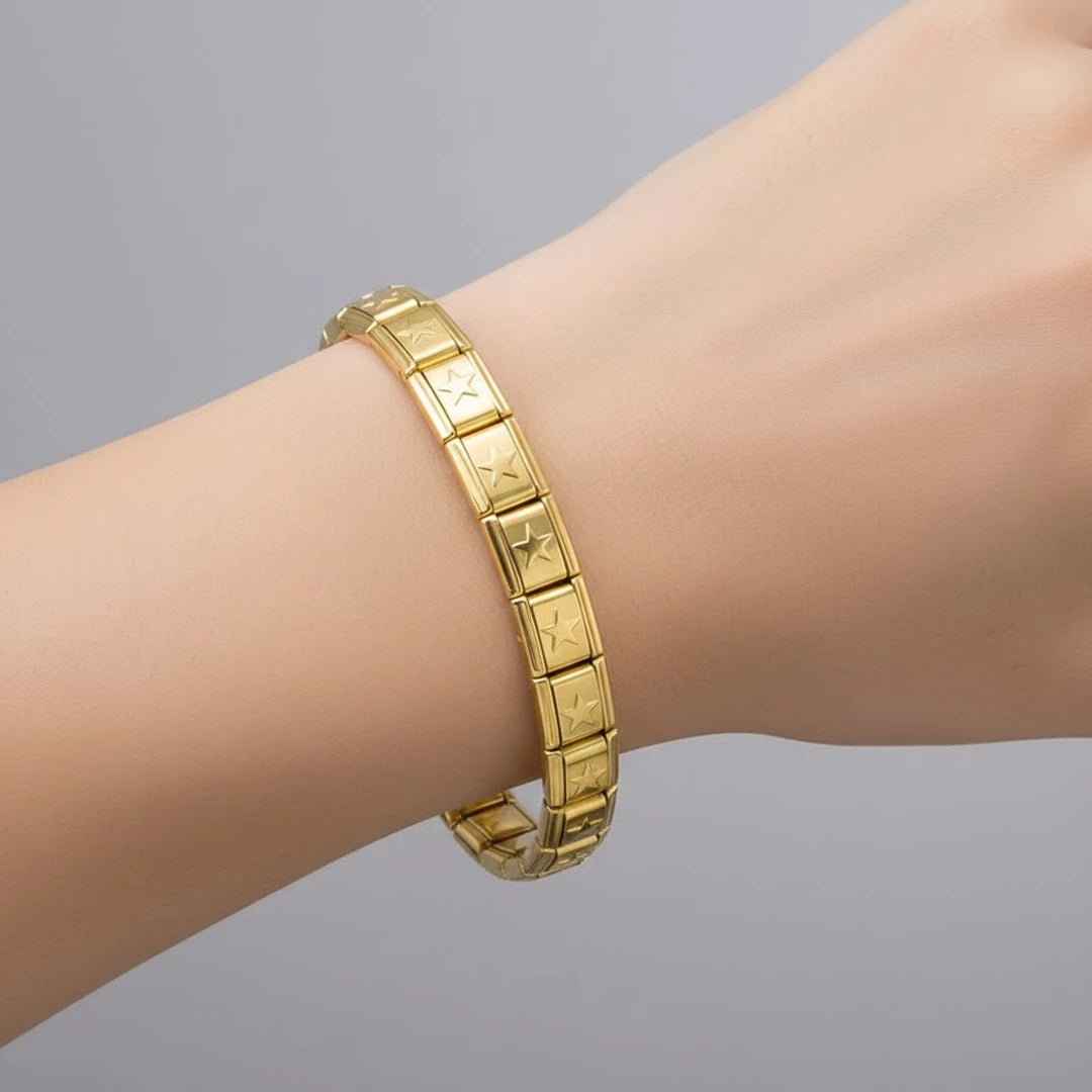 Pulseira Italiana de Charm Estrelada Gold
