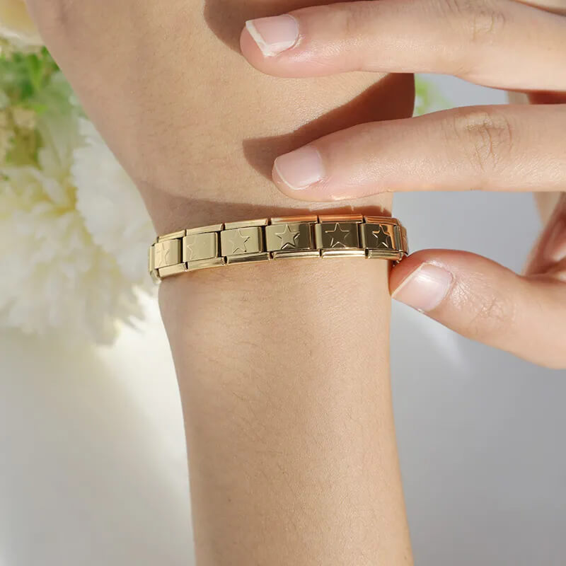 Pulseira Italiana de Charm Estrelada Gold