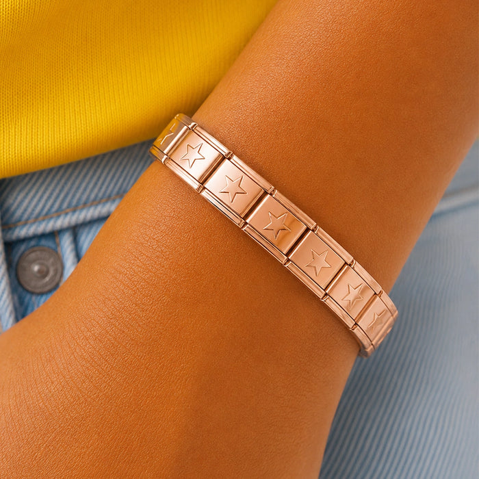 Pulseira Italiana de Charm Estrelada Rose