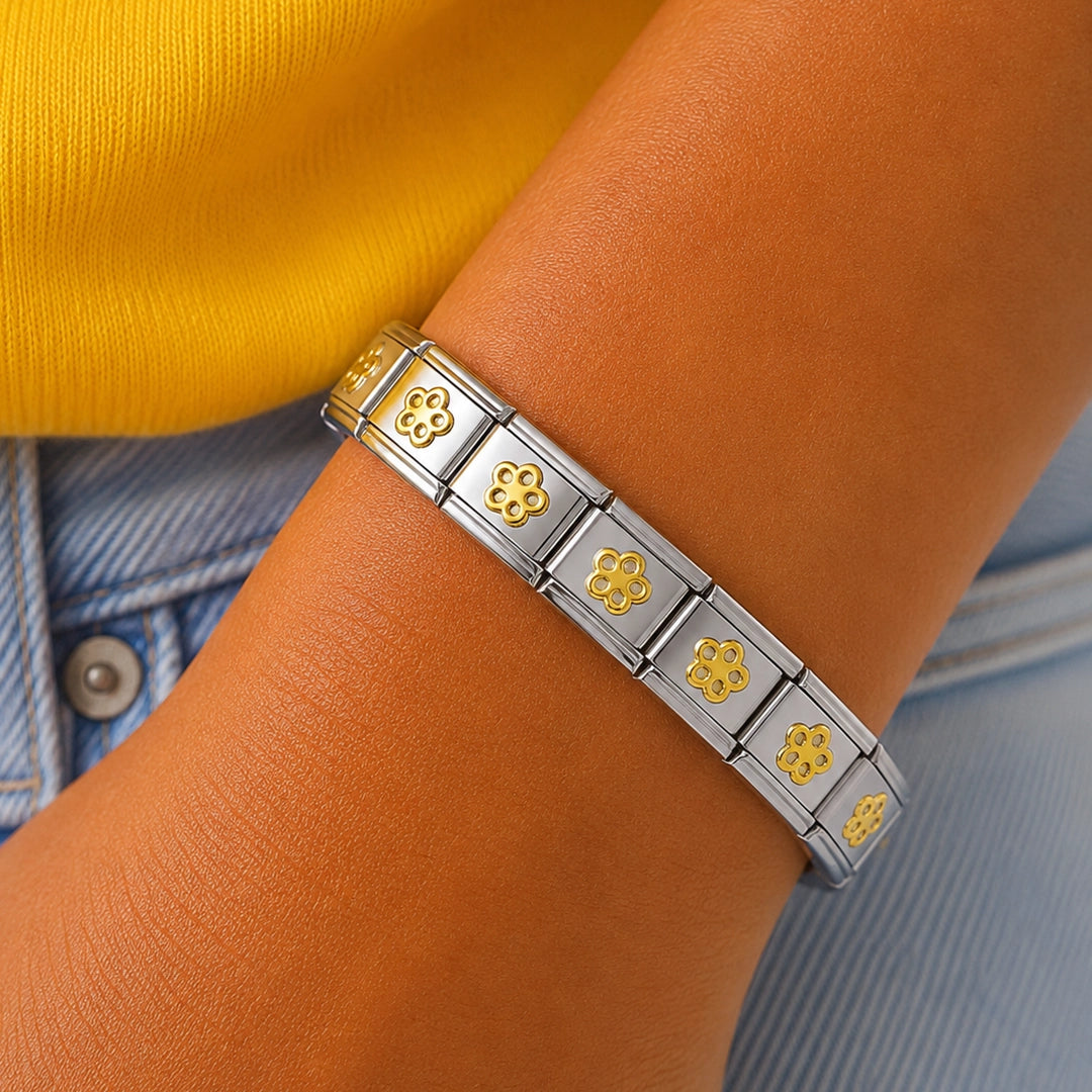 Pulseira Italiana de Charm Linda Flor Gold