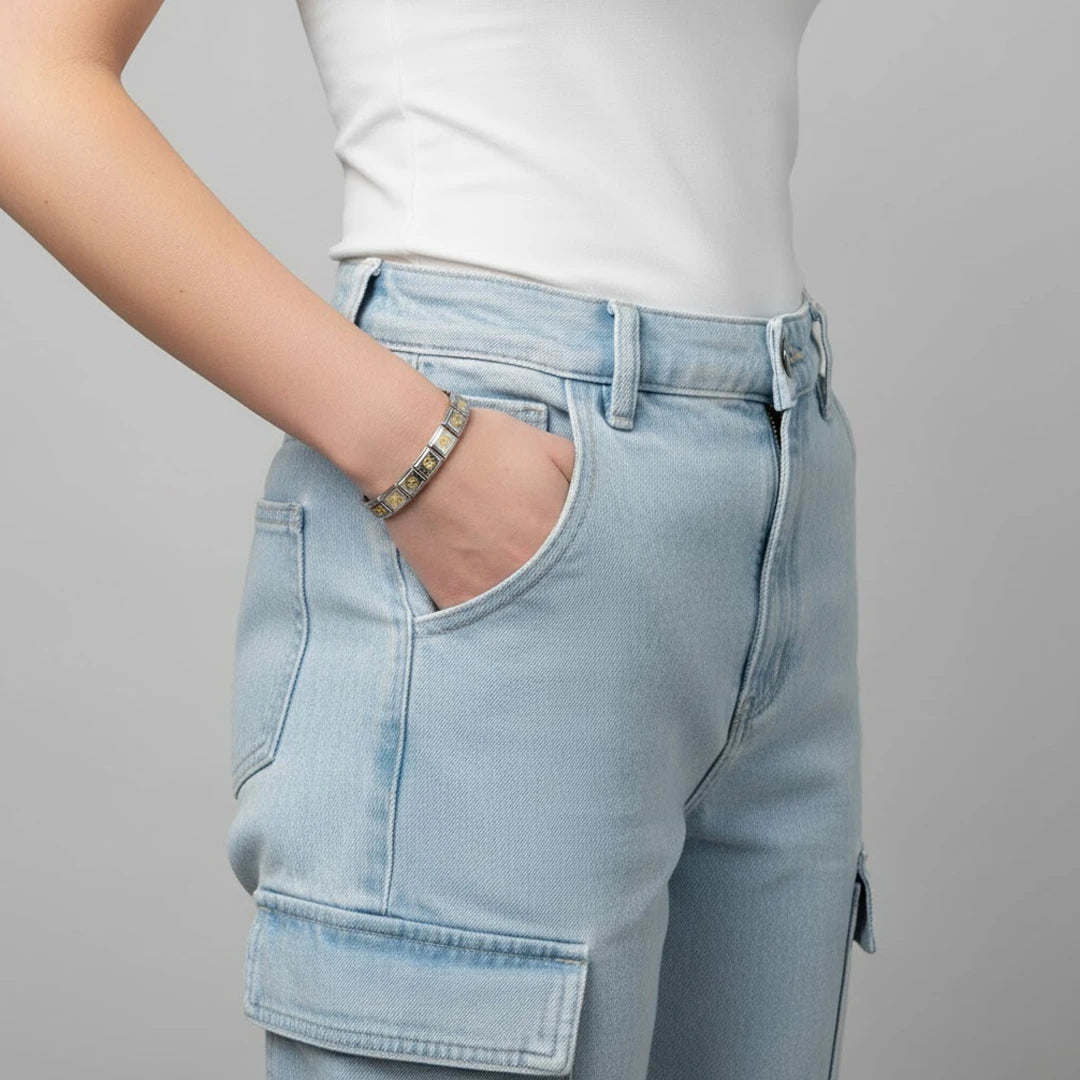 Pulseira Italiana de Charm Linda Flor Gold